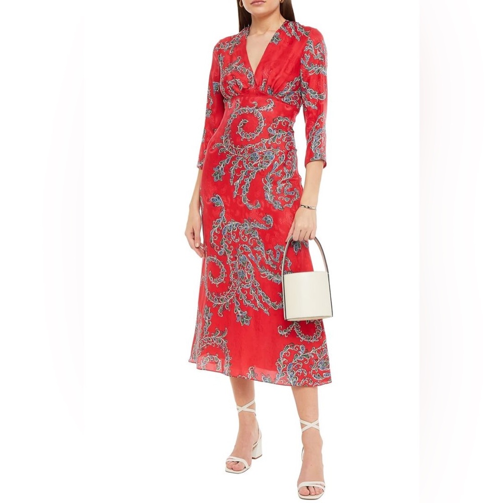NWT Sandro 'Talina' Silk-Blend Midi Dress / US S